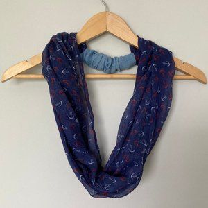 Charming Charlie Navy Blue with White and Red Anchors Scarf